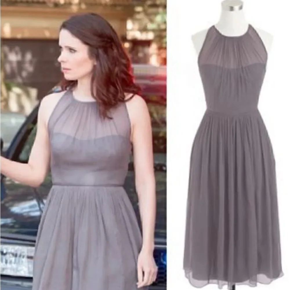 J. Crew Silk Chiffon Megan Dress in Graphite Bridesmaid or Evening Dress